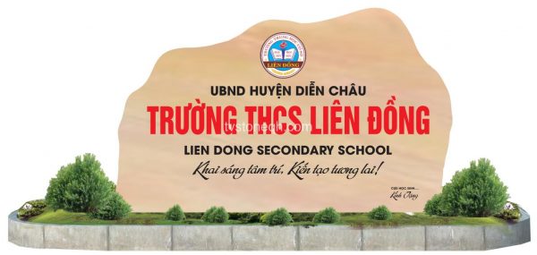 Biển Hiệu Đá Tự Nhiên Trường THCS Liên Đồng