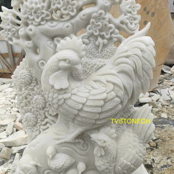 Đá Tự Nhiên Điêu Khắc Gà Trống - Đá marble