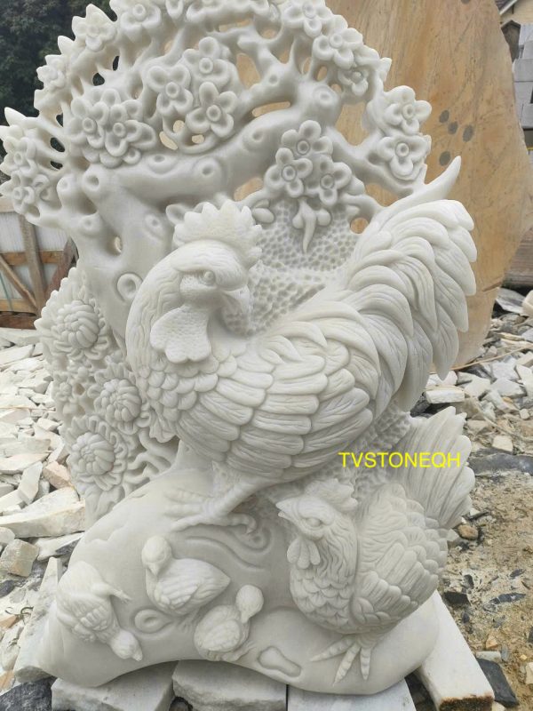 Đá Tự Nhiên Điêu Khắc Gà Trống - Đá marble